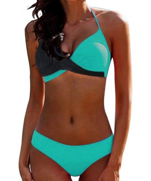 Female Swimsuit Two Pieces Bikini Set Bikinis Women's Swimming Suit Women Swimwear - Blue Black Y9177 - CG18QH4SDYR $35.18-Ra...