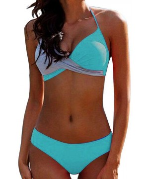 Female Swimsuit Two Pieces Bikini Set Bikinis Women's Swimming Suit Women Swimwear - Blue Black Y9177 - CG18QH4SDYR $35.18-Ra...