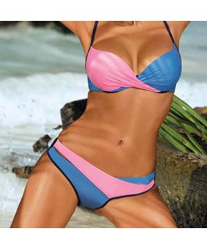 Female Swimsuit Two Pieces Bikini Set Bikinis Women's Swimming Suit Women Swimwear - Blue Black Y9177 - CG18QH4SDYR $35.18-Ra...