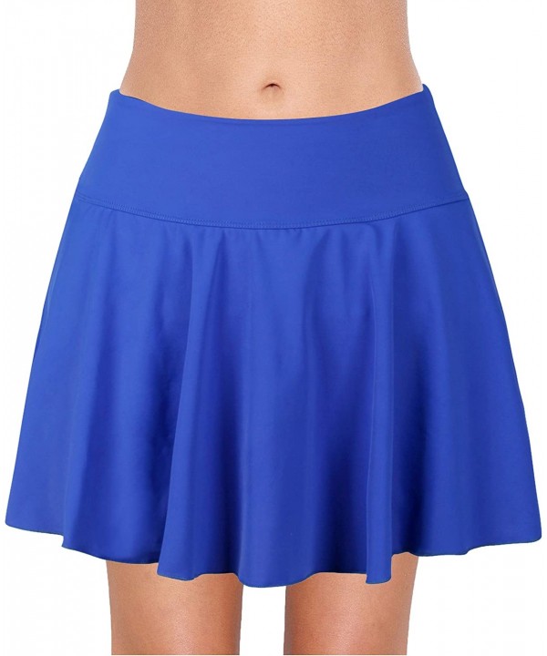 Women's Swimming Skirt with Briefs Solid Ruffle Skirted Waistband Sports Ruched Tankini Bottom - Blue - CS18QWRAQ88 $30.46-Ta...