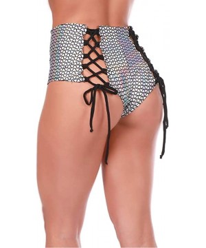 Women Sexy High Waist Bikini Bottom Lace Up Cheeky Swim Bottom Swimsuit Briefs - A - CP18N9AC025 $9.40-Bottoms