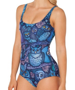 Women's Fashion Printed One Piece Backless Jumpsuit Monokini Swimwear - Owls - CA184TCKIOH $12.15-One-Pieces