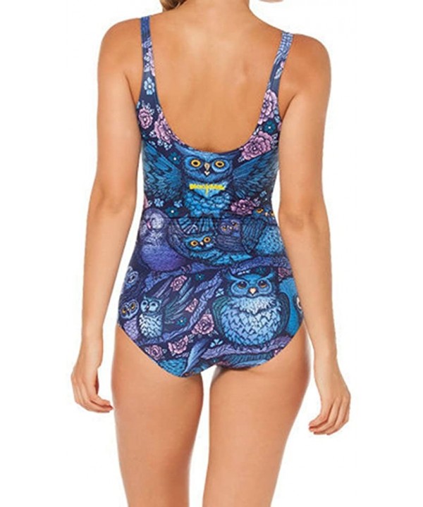 Women's Fashion Printed One Piece Backless Jumpsuit Monokini Swimwear - Owls - CA184TCKIOH $12.15-One-Pieces