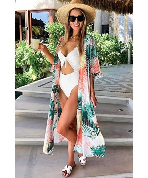 Women's Sexy Fashion Blouses Beach Cardigan Bikini Sun Protection Swimsuit Cover up Kimono - Printed Color 4 - CK196YAINTY $2...