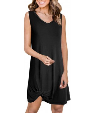 Women Summer Casual T Shirt Dresses Beach Cover up Side Knot Tank Dress - Black - CJ194236RW7 $25.62-Cover-Ups