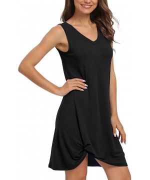 Women Summer Casual T Shirt Dresses Beach Cover up Side Knot Tank Dress - Black - CJ194236RW7 $25.62-Cover-Ups