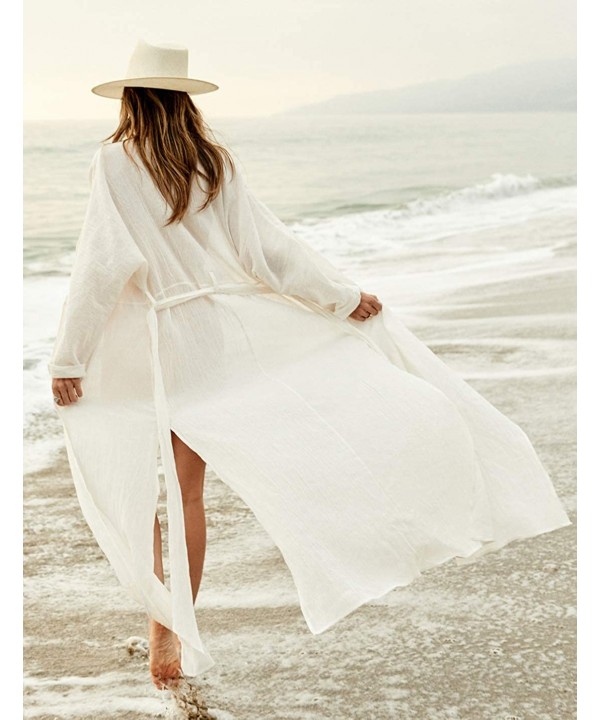 Women Sexy Print Open Front Kimono Cardigan Loose Beach Cover Up Dress - White-9 - CX18MG9UOML $23.52-Cover-Ups