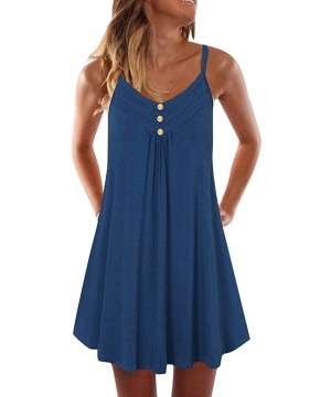 Women Sleeveless Dresses Summer Beach Holiday Loose A-Line Swing Dress Mini Dresses Swing Dress for Women Sundress - Z-12 Blu...