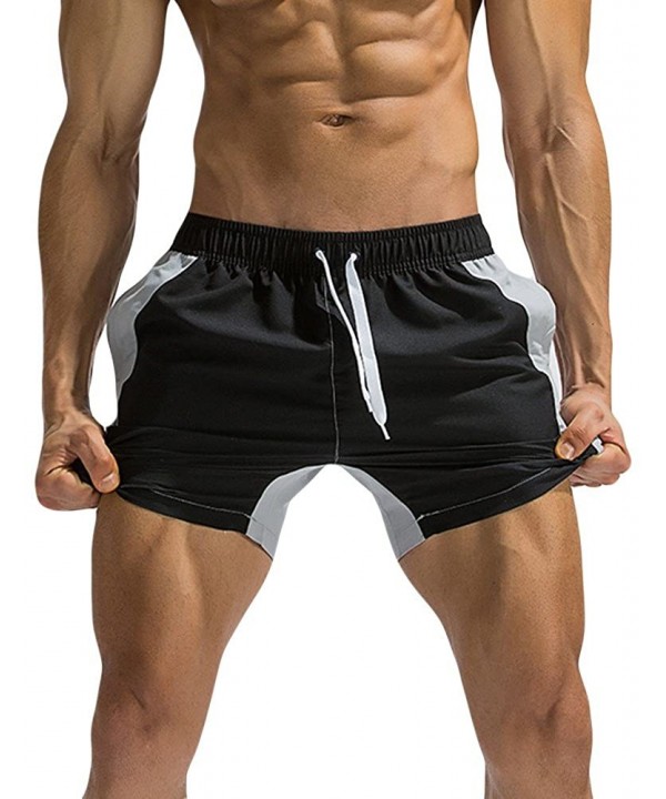 Men's Summer Shorts Sports Classic Fit Athletic Training Bodybuilding Workout Short Pants - Black2 - CJ18RSS7GIQ $18.92-Trunks