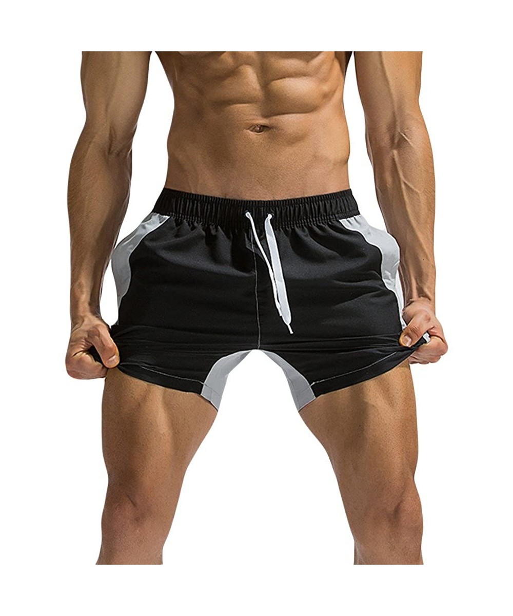 Men's Summer Shorts Sports Classic Fit Athletic Training Bodybuilding Workout Short Pants - Black2 - CJ18RSS7GIQ $18.92-Trunks