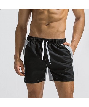 Men's Summer Shorts Sports Classic Fit Athletic Training Bodybuilding Workout Short Pants - Black2 - CJ18RSS7GIQ $18.92-Trunks