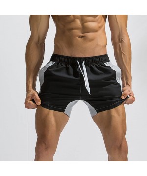 Men's Summer Shorts Sports Classic Fit Athletic Training Bodybuilding Workout Short Pants - Black2 - CJ18RSS7GIQ $18.92-Trunks