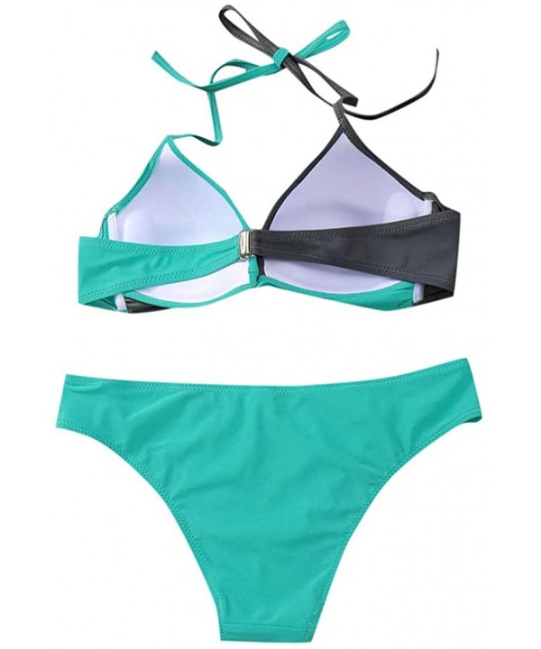 2020 Women Bikini Set Swimsuits High Waist Two Piece Colorblock Push Up Bathing Suits Beachwear - Mint Green - CK190HZ6T80 $2...