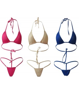 Sexy Woman Bikini Small Top and Sexy G String Set Tie Side Thong Bikini Small Top Mini Micro Bottom 3pack (a Set) - CU188N2IE...