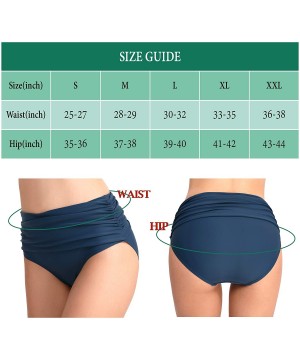 Women High Waisted Bikini Bottoms Tummy Control Swimsuit Bottoms Ruched Full Coverage Swim Bottom High Rise A Blue - CS18SYEA...