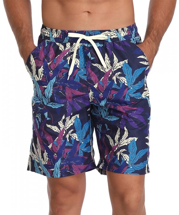 Men's Board Short American Flag Quick Dry Swim Trunks with Pocket - Leaf Print - CU18KD9YG9G $11.33-Board Shorts