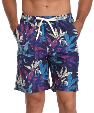 Men's Board Short American Flag Quick Dry Swim Trunks with Pocket - Leaf Print - CU18KD9YG9G $11.33-Board Shorts