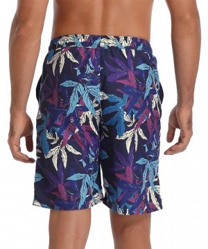 Men's Board Short American Flag Quick Dry Swim Trunks with Pocket - Leaf Print - CU18KD9YG9G $11.33-Board Shorts