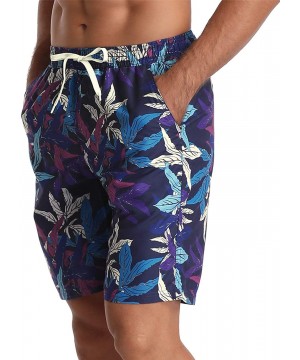 Men's Board Short American Flag Quick Dry Swim Trunks with Pocket - Leaf Print - CU18KD9YG9G $11.33-Board Shorts