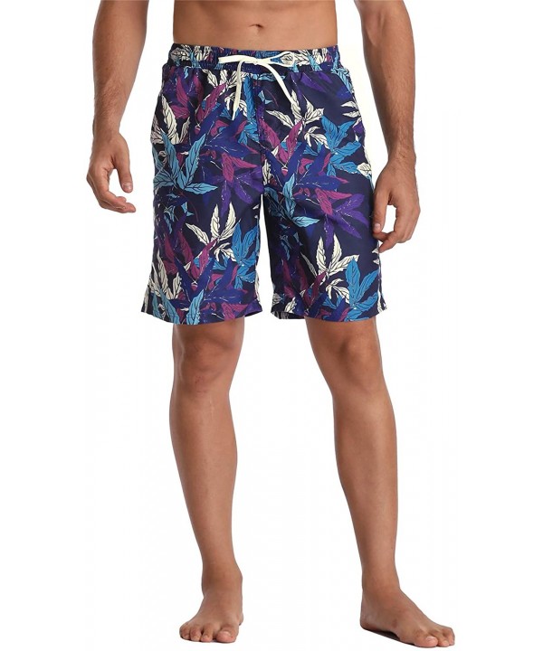 Men's Board Short American Flag Quick Dry Swim Trunks with Pocket - Leaf Print - CU18KD9YG9G $11.33-Board Shorts