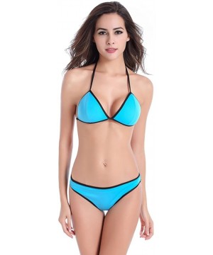 Simple Style Push up Bright Diving Suit Padded Bikini Set Swimsuit Swimwear - Peach - C012HNMD14L $14.56-Sets