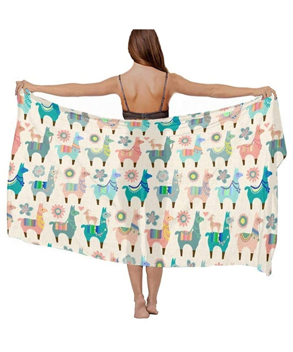 Women Fahion Swimsuit Bikini Cover Up Sarong- Party Wedding Shawl Wrap - Colorful Llama Fun - C519C459KMG $22.83-Cover-Ups