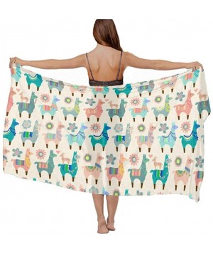 Women Fahion Swimsuit Bikini Cover Up Sarong- Party Wedding Shawl Wrap - Colorful Llama Fun - C519C459KMG $22.83-Cover-Ups