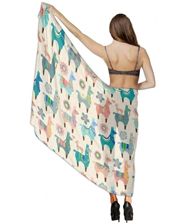 Women Fahion Swimsuit Bikini Cover Up Sarong- Party Wedding Shawl Wrap - Colorful Llama Fun - C519C459KMG $22.83-Cover-Ups