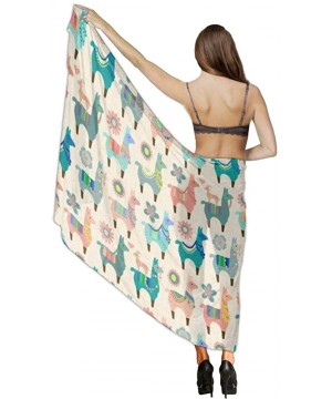 Women Fahion Swimsuit Bikini Cover Up Sarong- Party Wedding Shawl Wrap - Colorful Llama Fun - C519C459KMG $22.83-Cover-Ups