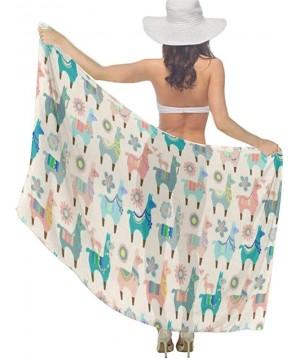 Women Fahion Swimsuit Bikini Cover Up Sarong- Party Wedding Shawl Wrap - Colorful Llama Fun - C519C459KMG $22.83-Cover-Ups