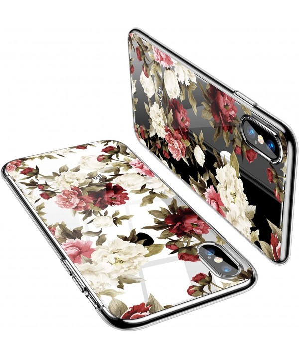 Case Compatible iPhone X XS Gel Silicone Rubber Clear Soft Ultra-Slim Flower Geometric Panda Back Cover for iPhone Xs MAX - 2...