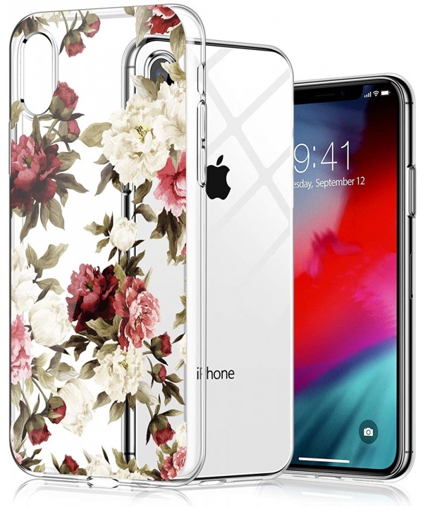 Case Compatible iPhone X XS Gel Silicone Rubber Clear Soft Ultra-Slim Flower Geometric Panda Back Cover for iPhone Xs MAX - 2...