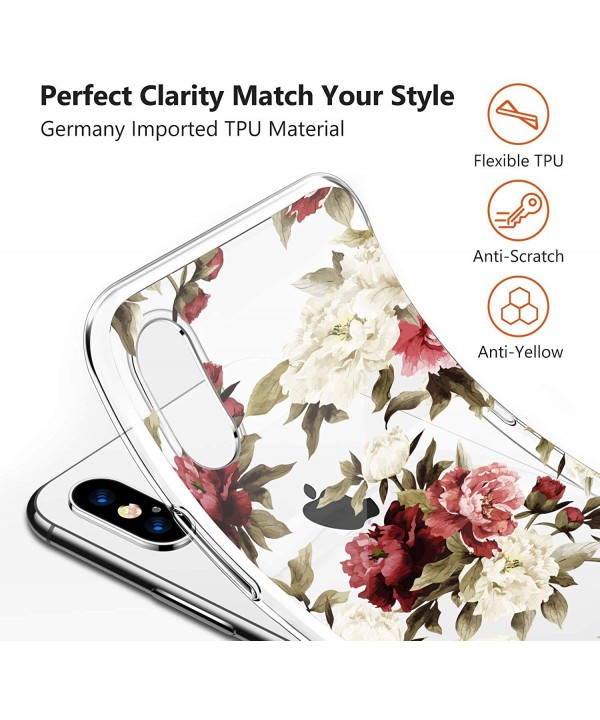 Case Compatible iPhone X XS Gel Silicone Rubber Clear Soft Ultra-Slim Flower Geometric Panda Back Cover for iPhone Xs MAX - 2...