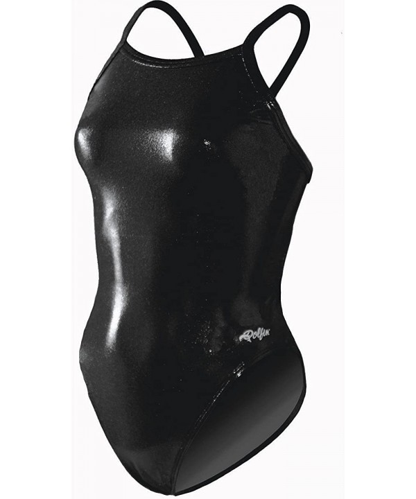 Metallics V-2 Back One Piece Swimsuit-Onyx Metallic (307)-24 - C711F49D0XX $26.99-Racing