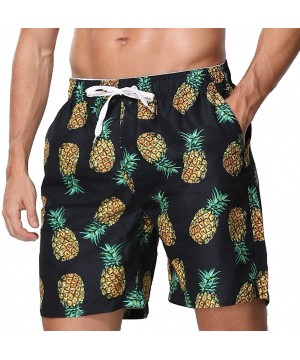 Men's Swim Trunks Quick Dry Swim Shorts with Mesh Lining Swimwear Bathing Suits - M-black Pineapple - CF18TTSZD2O $11.09-Trunks