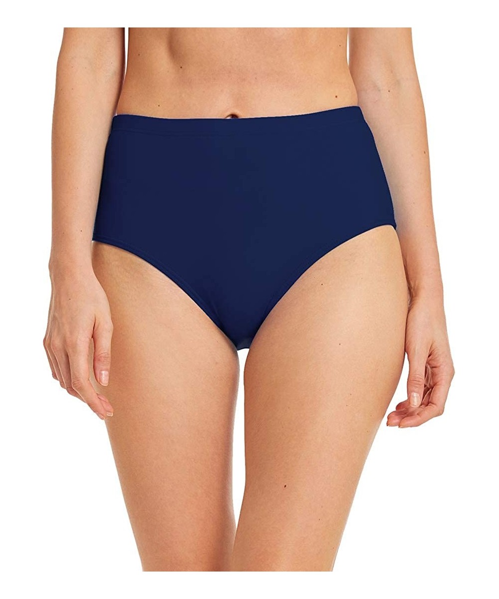 Women's Swim Bottom High Waist Retro Basic Full Coverage Bikini Tankini Swimsuit Briefs - Navy - CH18HQGNHLL $11.85-Bottoms