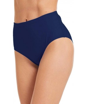 Women's Swim Bottom High Waist Retro Basic Full Coverage Bikini Tankini Swimsuit Briefs - Navy - CH18HQGNHLL $11.85-Bottoms