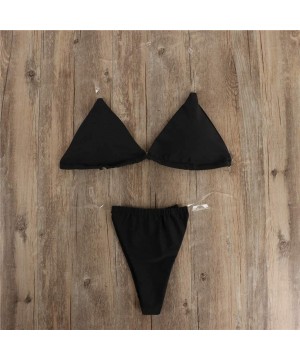 Store Women's Push Up Two Piece Bikini Swimsuits Padded Swimwear - Black - CH19684QQ9C $12.02-Tops