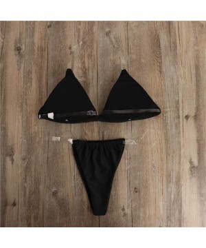 Store Women's Push Up Two Piece Bikini Swimsuits Padded Swimwear - Black - CH19684QQ9C $12.02-Tops