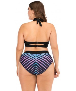 Plus Size Womens High-Waisted Bikini Set Two Pieces Beach Swimwear Bathing Suit Swimsuits - 04 Multicolor - CA194DME4T6 $10.4...