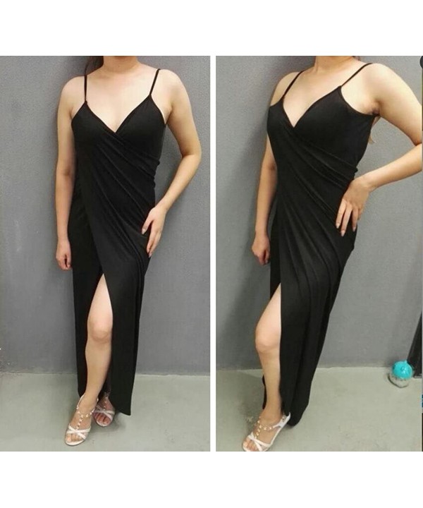 Womens Beach Cover Up Plus Size Spaghetti Strap Backless Bikini Wrap Long Dress - Black - CX18C8K9Y06 $17.50-Cover-Ups