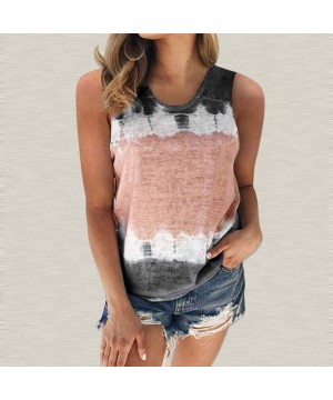 Gradient Tops Women Summer Short Sleeve Shirt Color Block Round Neck Casual Tunic Tops Tees - Black_2 - C61997DWDAX $20.14-Bo...