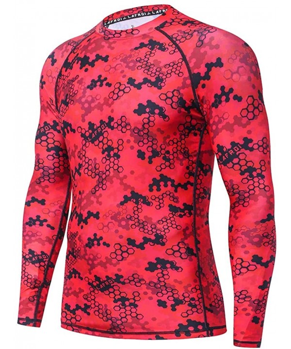 Men's Long Sleeve UPF 50+ Baselayer Skins Performance Fit Compression Rash Guard-CLY02C - Red Hive - CZ18IL80ONA $16.75-Rash ...