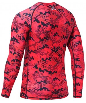 Men's Long Sleeve UPF 50+ Baselayer Skins Performance Fit Compression Rash Guard-CLY02C - Red Hive - CZ18IL80ONA $16.75-Rash ...