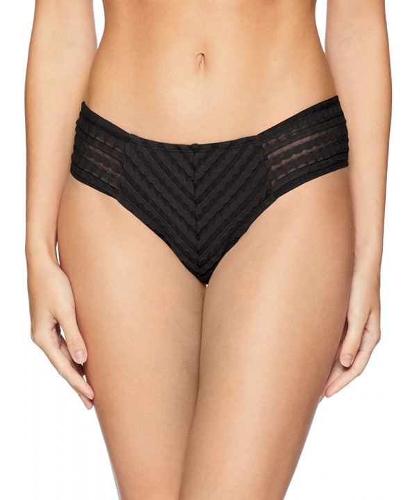 Women's Carly Side Tab Hipster Bikini Bottom - Black - CN18C4CUODO $19.21-Bottoms