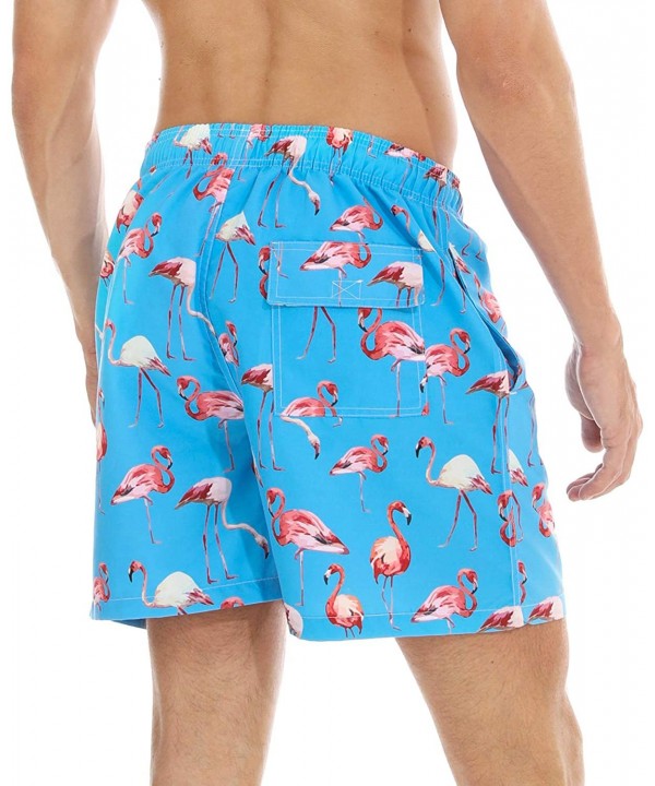 Men's Swim Trunks Quick Dry Beach Swim Shorts with Mesh Liner Bathing Suits - Blue Flamingo - CW18T6RZE0Q $23.98-Board Shorts