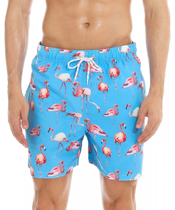 Men's Swim Trunks Quick Dry Beach Swim Shorts with Mesh Liner Bathing Suits - Blue Flamingo - CW18T6RZE0Q $23.98-Board Shorts