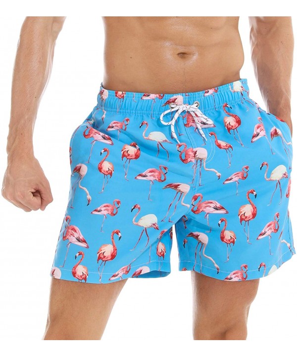 Men's Swim Trunks Quick Dry Beach Swim Shorts with Mesh Liner Bathing Suits - Blue Flamingo - CW18T6RZE0Q $23.98-Board Shorts