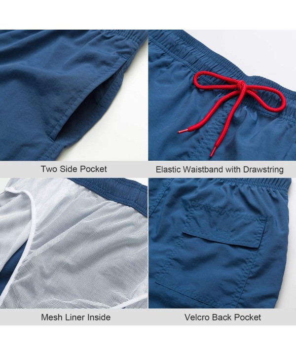 Men's Swim Trunks Quick Dry Beach Swim Shorts with Mesh Liner Bathing Suits - Blue Flamingo - CW18T6RZE0Q $23.98-Board Shorts