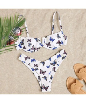 3 Piece Women Push-Up Padded Face Cover Swimsuit Swimwear Top Thong Bikini Set - White-1 - CQ190R6LTME $21.58-Sets